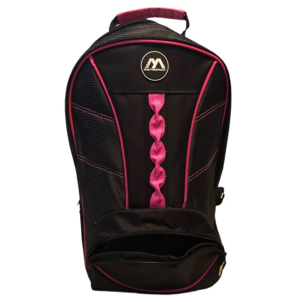 Large 18" lightweight Pink/Black Backpack Metropack Book Bag Backpack